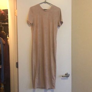 Blush pink velvet dress